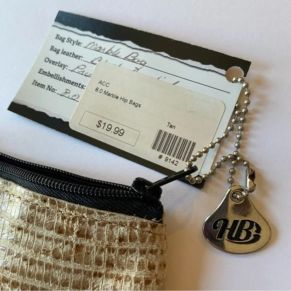 Lot of 2 Leather Marble Hip Bags Tan & Black with Clip - NWT - Woman Owned Co - Picture 5 of 12